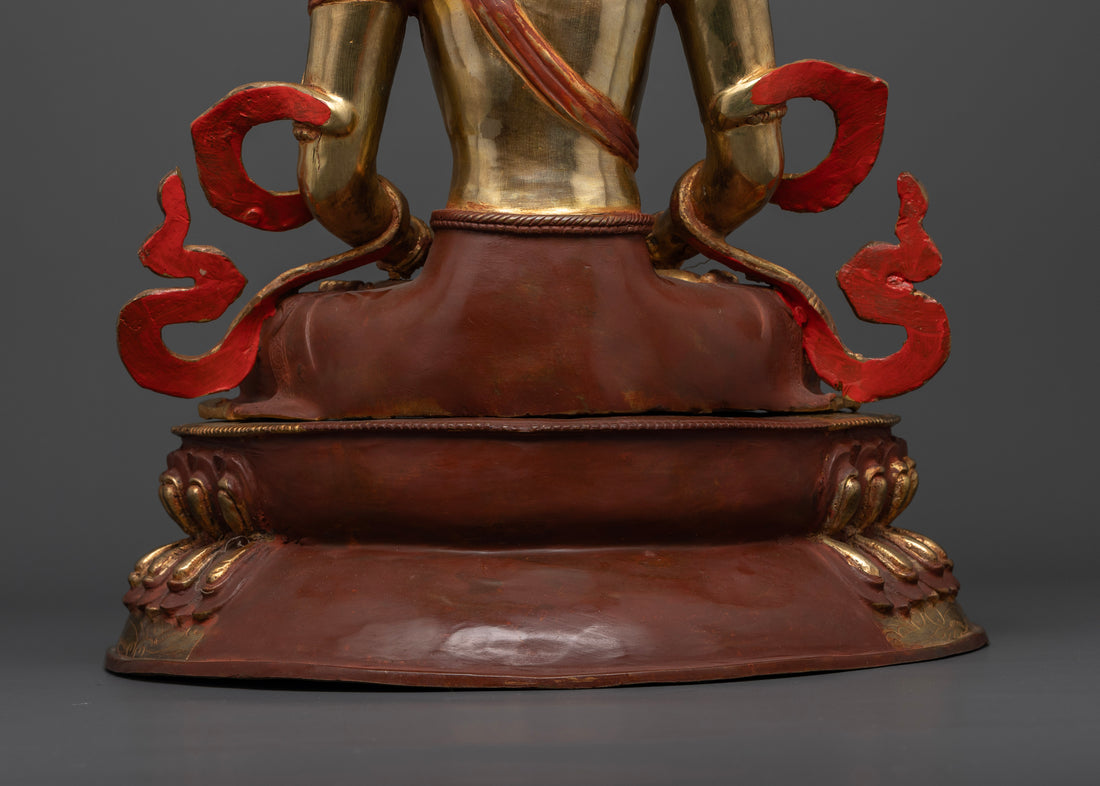 Transcendent Duality: Half-Oxidized, Half-Gold Amitayus Statue