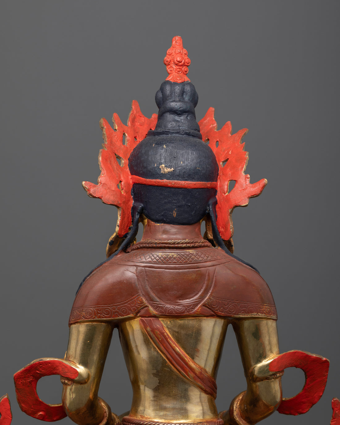 Transcendent Duality: Half-Oxidized, Half-Gold Amitayus Statue