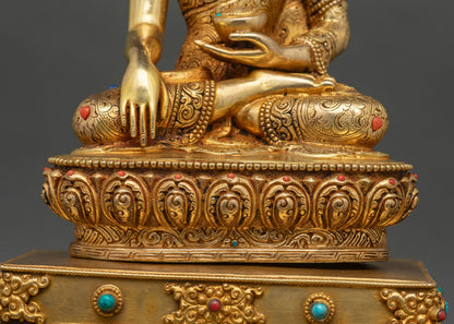 Shakyamuni Buddha Statue with Throne | Handcrafted in Nepal