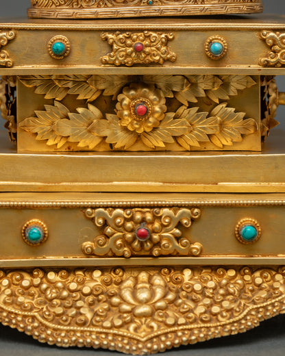Shakyamuni Buddha Statue with Throne | Handcrafted in Nepal