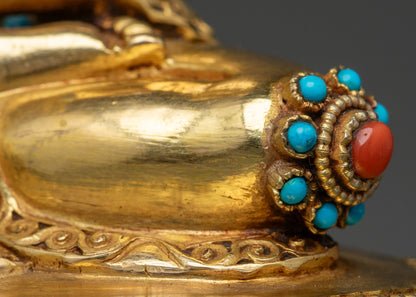 Buddha Shakyamuni Statue on Ornate Throne | Spiritual Altar Art