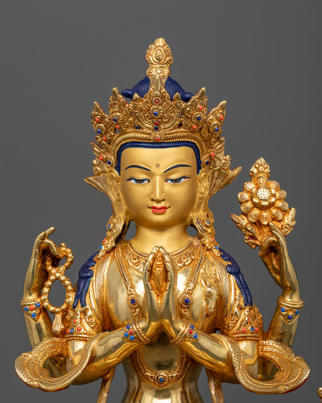 Chenrezig: Handcrafted Statue in Pure 24K Gold