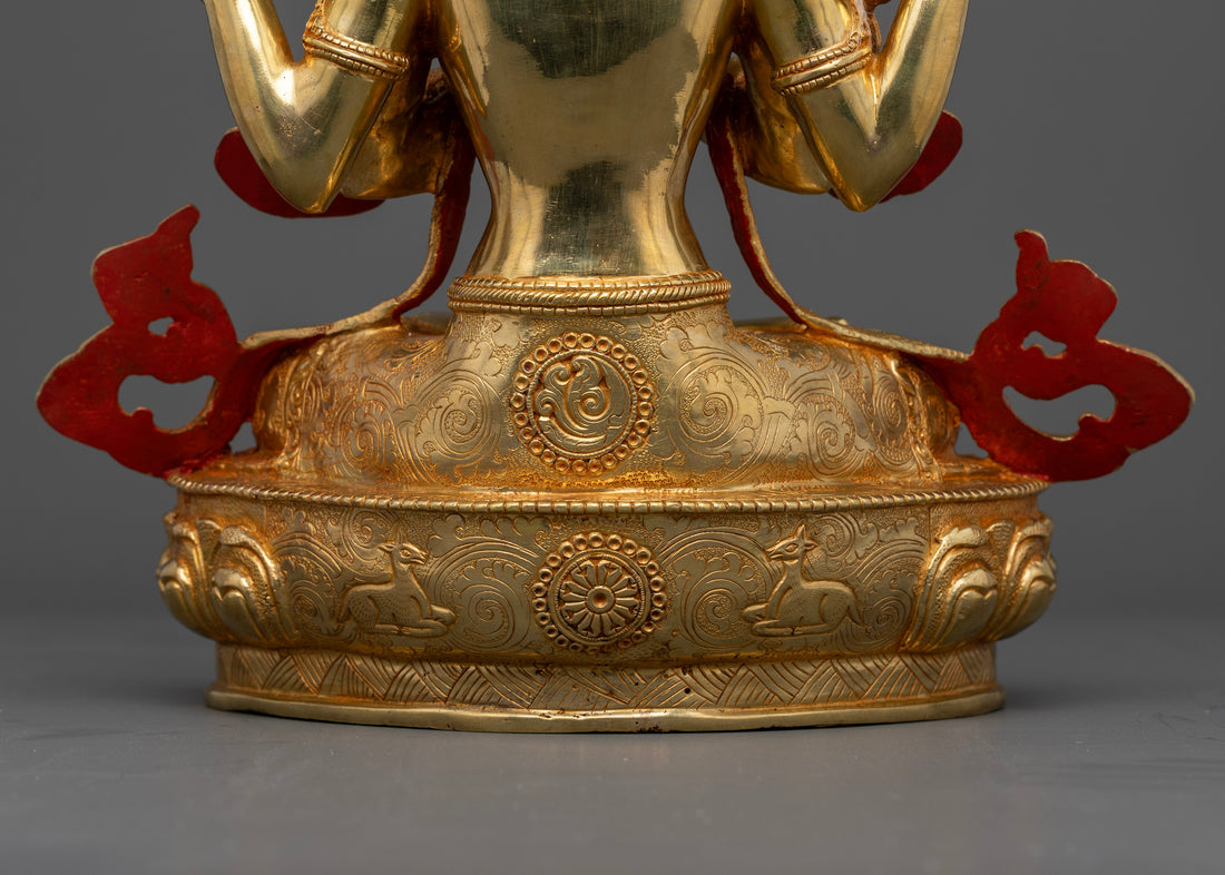 Chenrezig: Handcrafted Statue in Pure 24K Gold