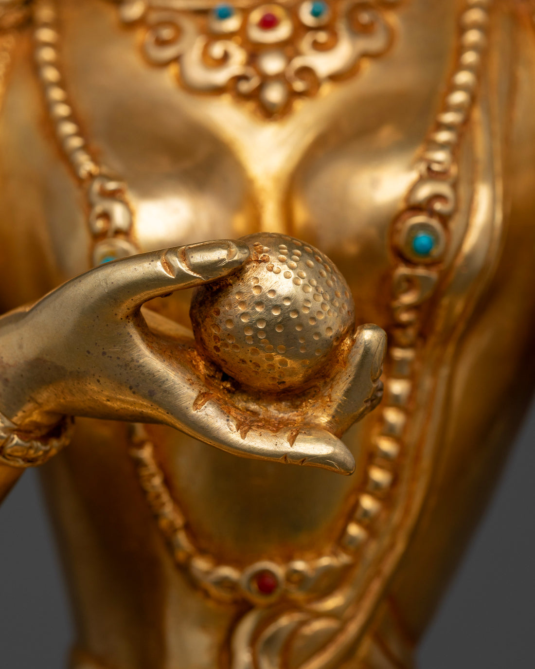 Kshitigarbha: Handcrafted Statue in Pure 24K Gold