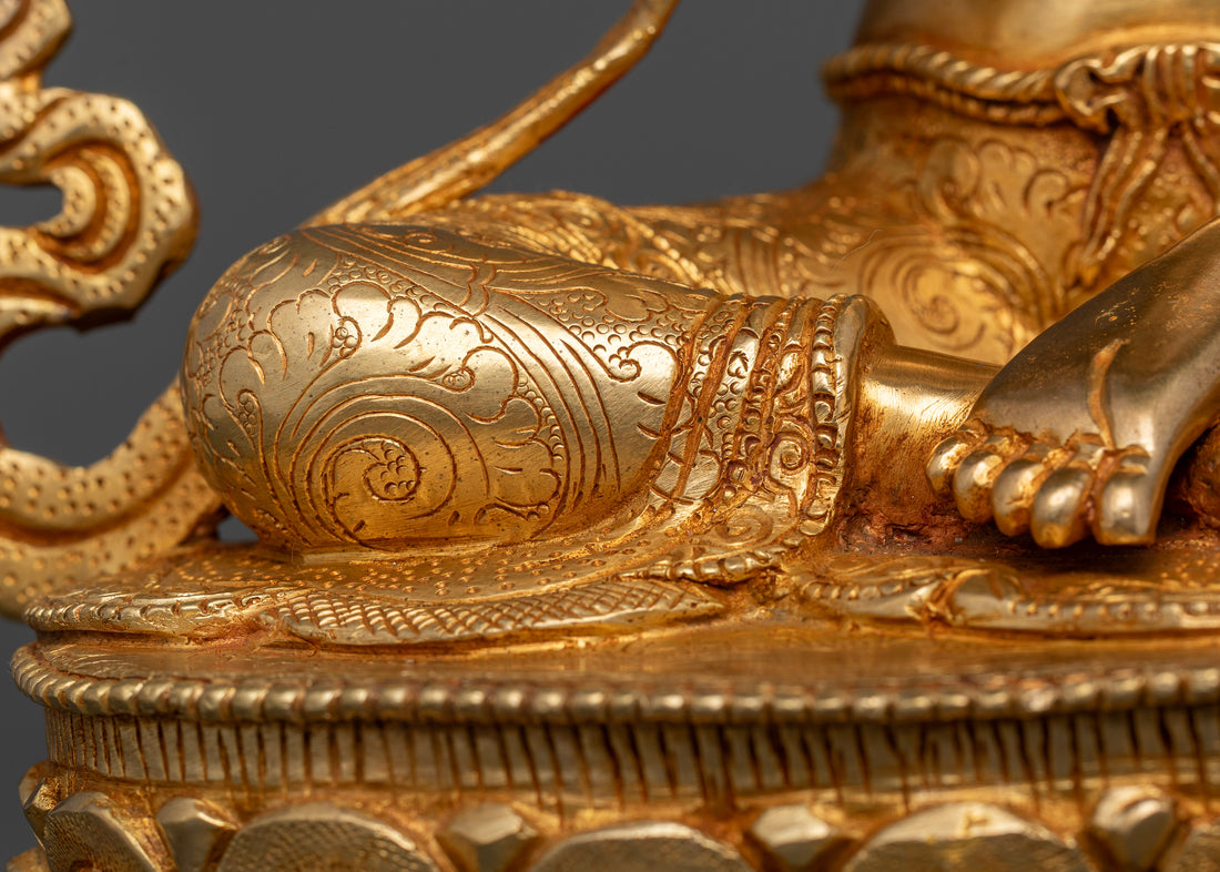 Kshitigarbha: Handcrafted Statue in Pure 24K Gold