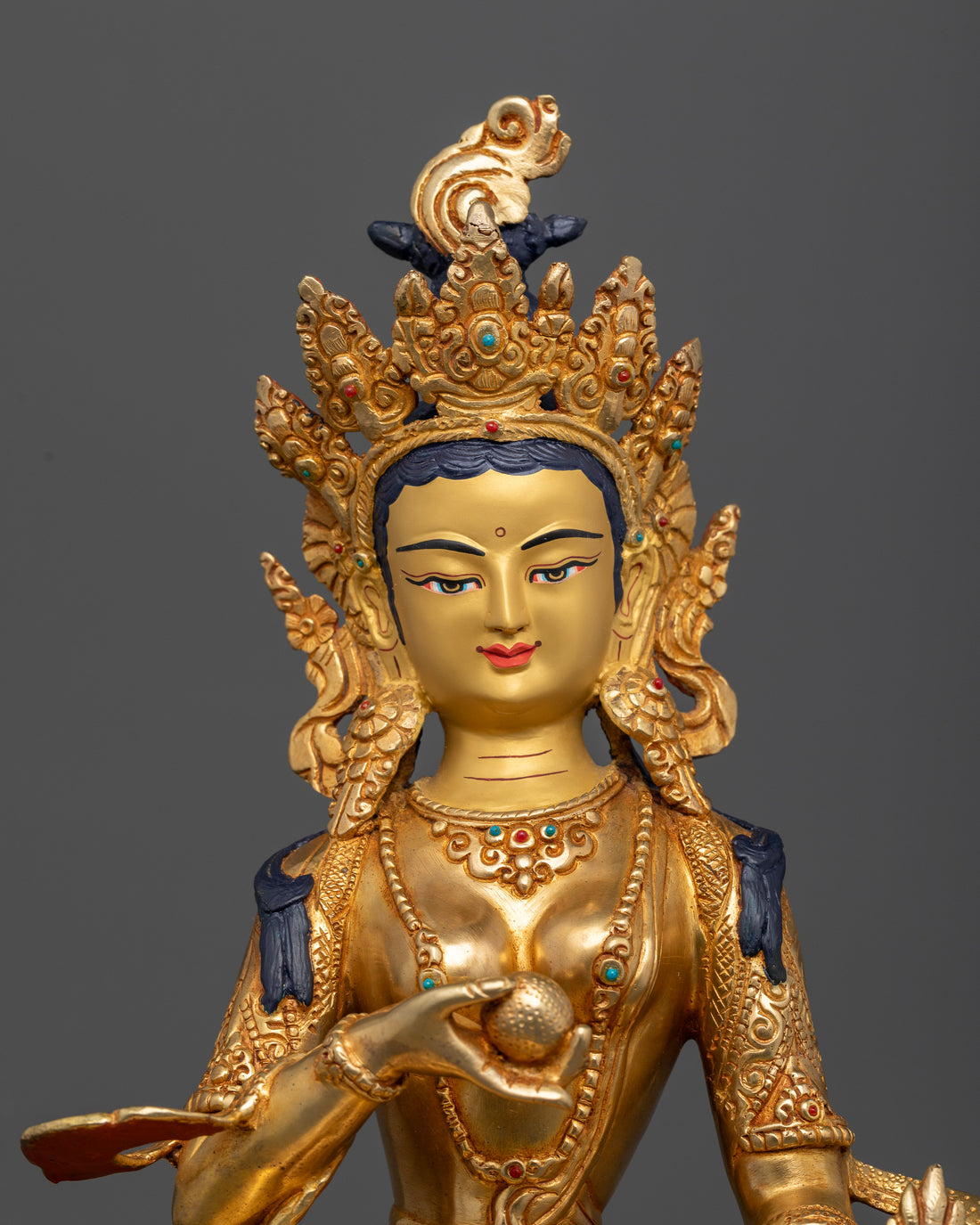 Kshitigarbha: Handcrafted Statue in Pure 24K Gold