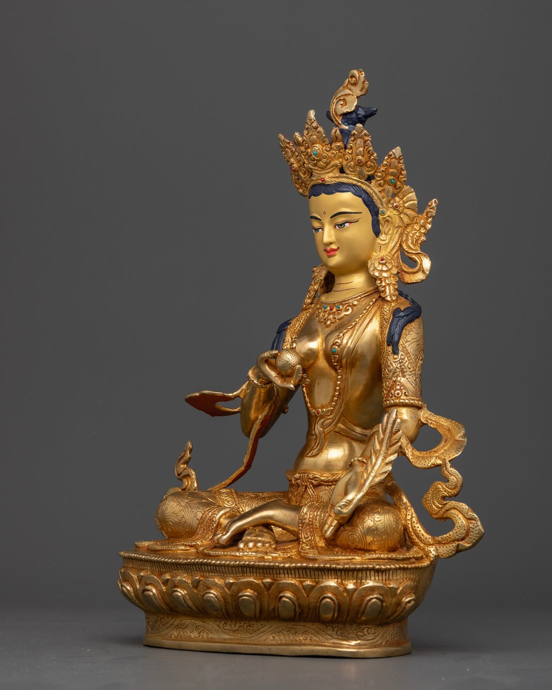 Kshitigarbha: Handcrafted Statue in Pure 24K Gold