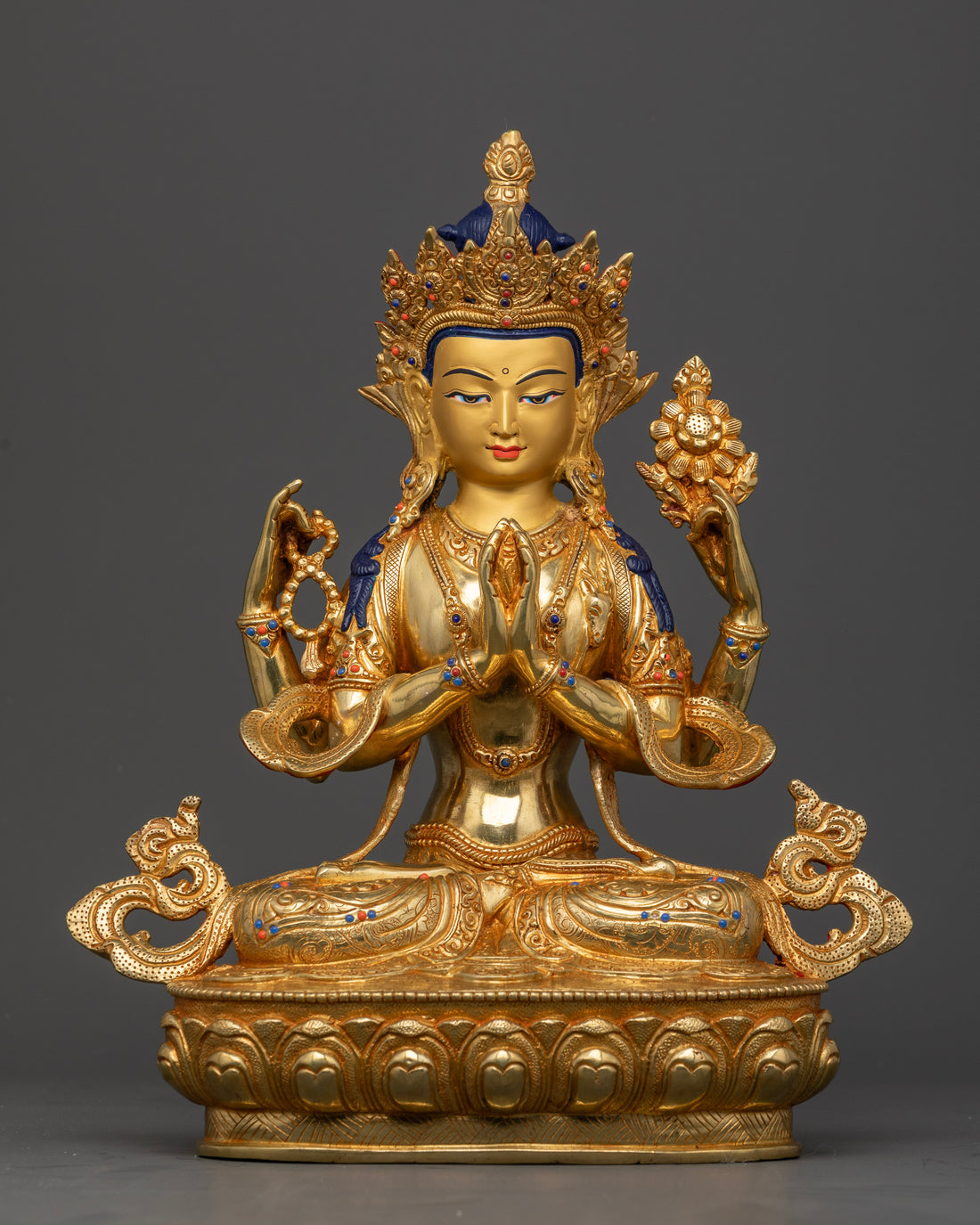 Chenrezig: Handcrafted Statue in Pure 24K Gold