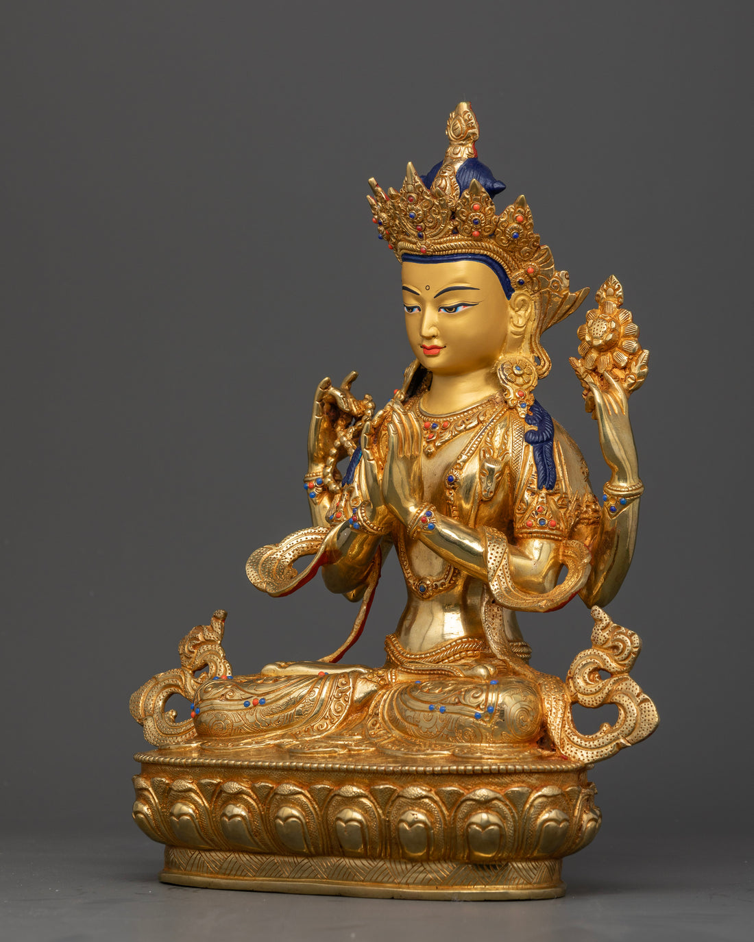 Chenrezig: Handcrafted Statue in Pure 24K Gold