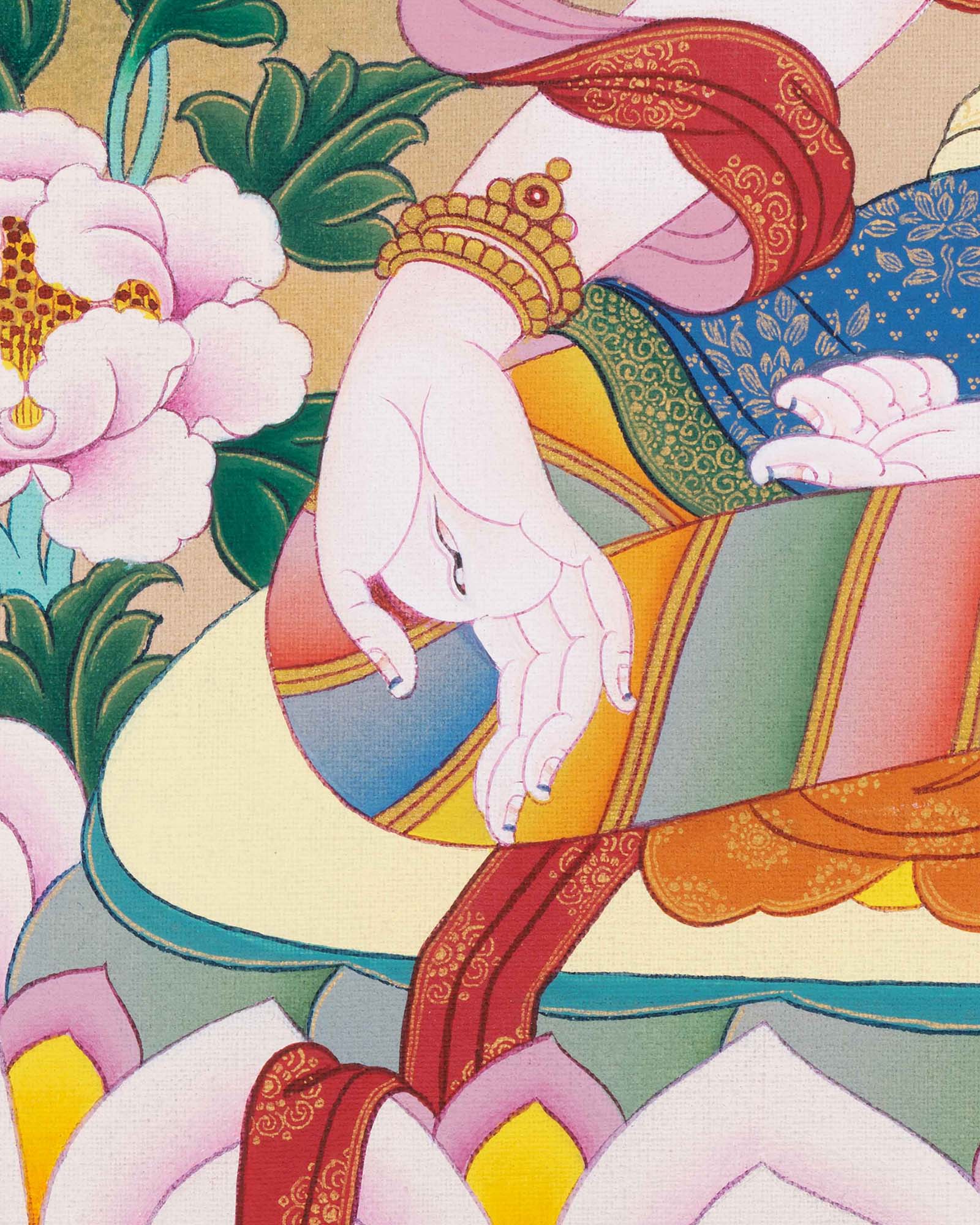 White Tara Thangka Print from Nepal for Meditation & Spiritual Decor