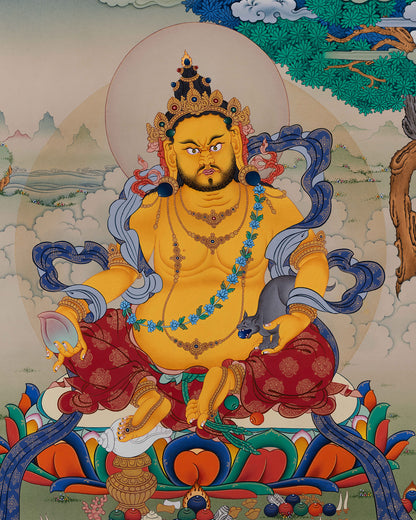 High-Quality Dzambhala Thangka Print | Wealth God Wall Art