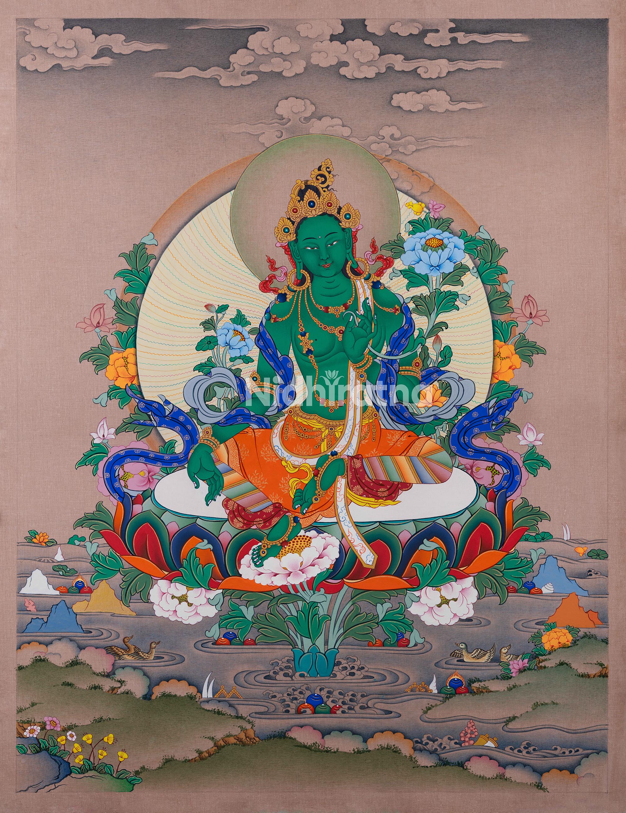 Green Tara Thangka Print