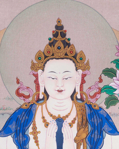 Chenrezig Thangka Print - Avalokiteshvara Artwork from Nepal
