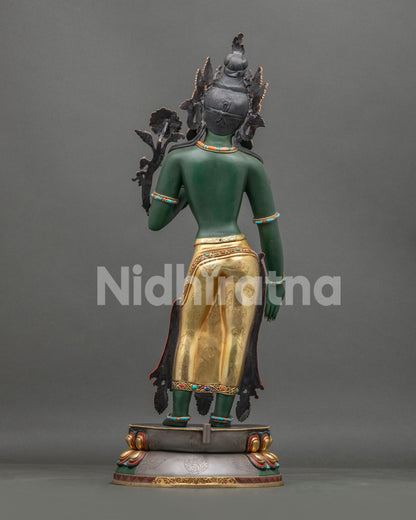 69cm large Standing Green Tara Statue, ideal centerpiece for temple altars and meditation halls