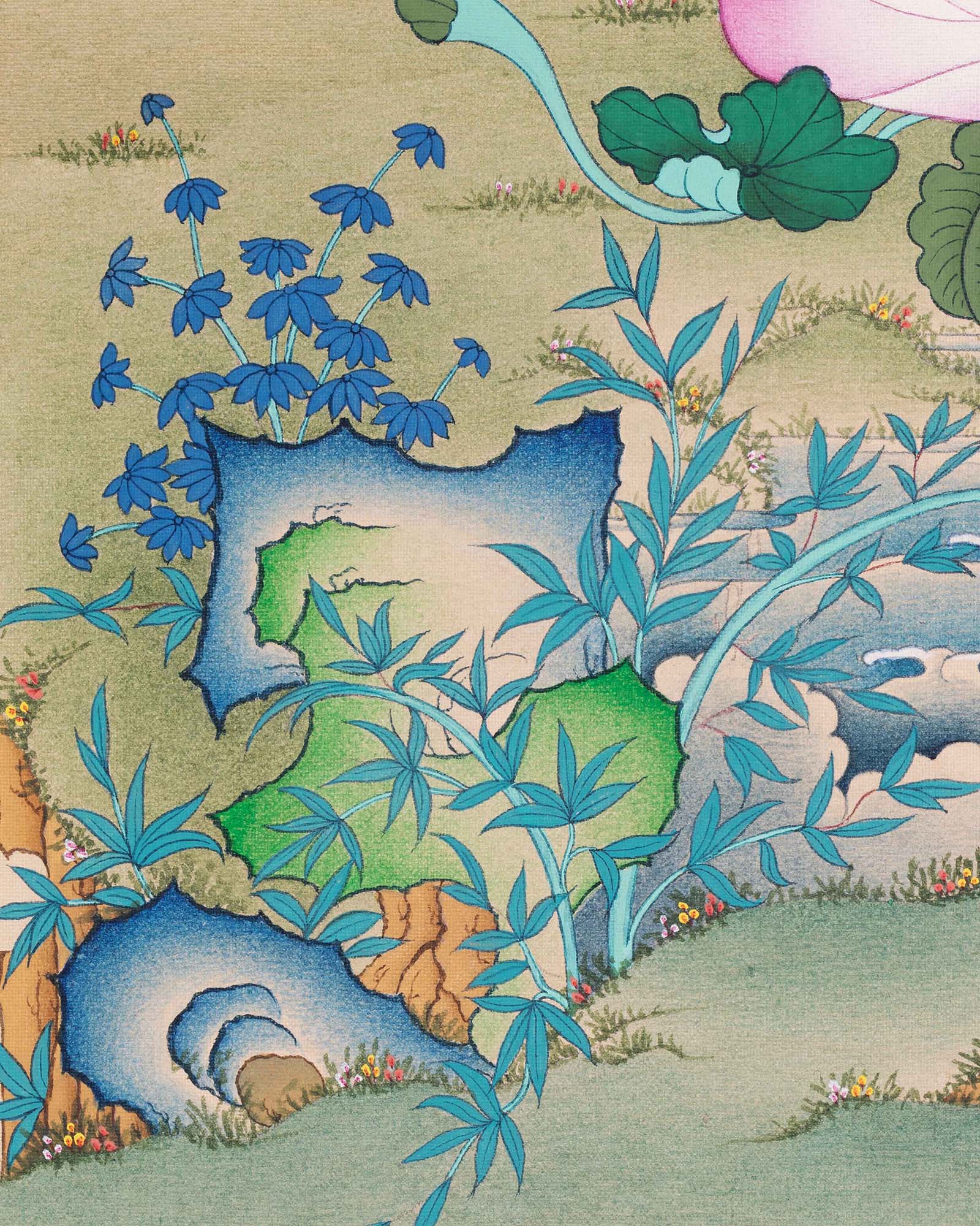 Chenrezig Thangka Print – Tibetan Buddhist Wall Art from Nepal