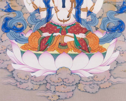 Chenrezig Thangka Print - Avalokiteshvara Artwork from Nepal