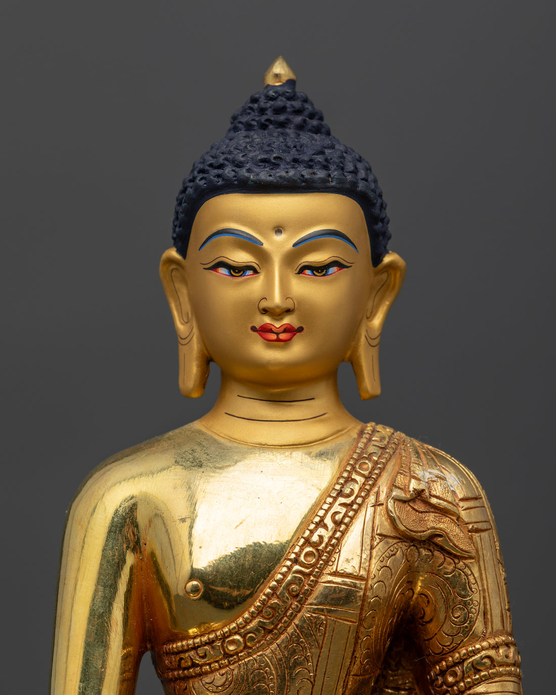 Handcrafted Beauty: Gold Face Shakyamuni Buddha Statue