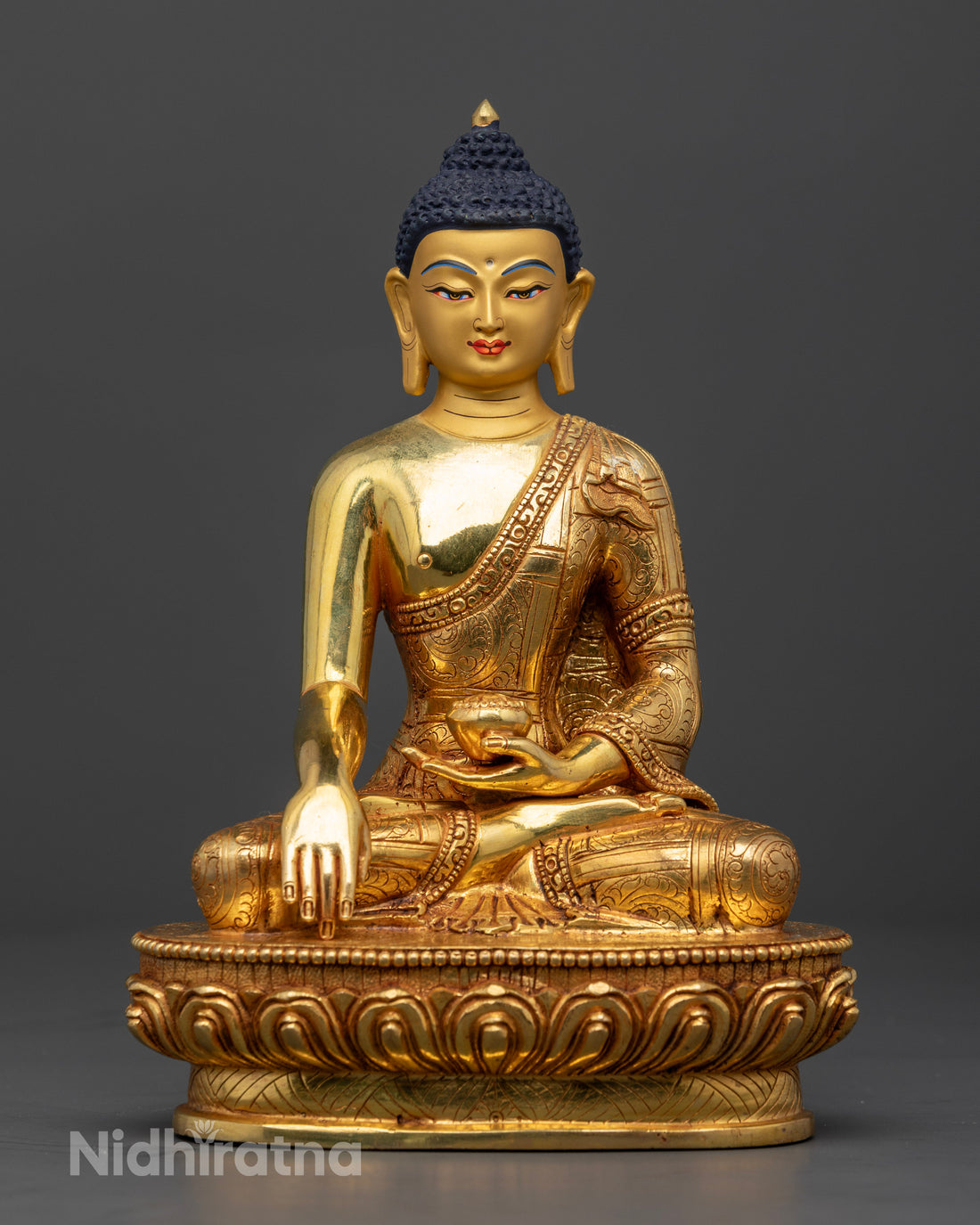 Handcrafted Beauty: Gold Face Shakyamuni Buddha Statue