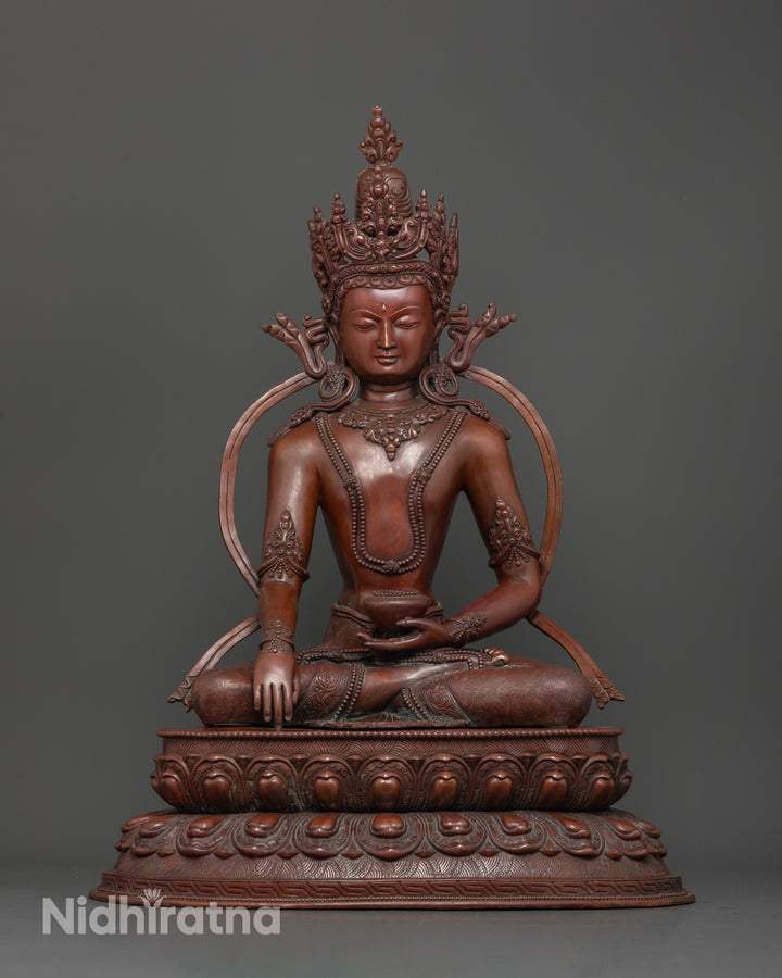 The Crown of Compassion: Buddha Shakyamuni in Antique Oxidized Form