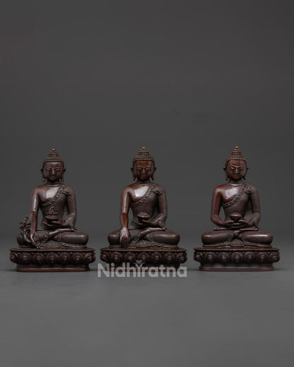 Three Buddha Set Statue | Handmade Buddhist Art