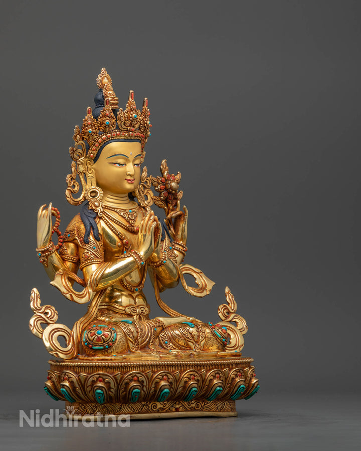 Himalayan Chenrezig Statue | Traditional Buddhist Artwork