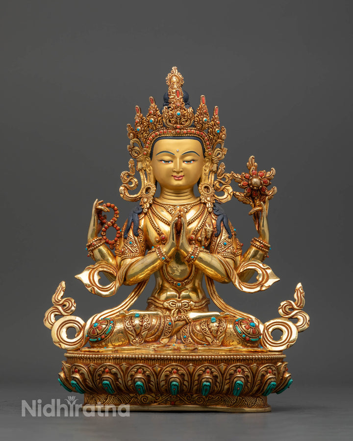 Himalayan Chenrezig Statue | Traditional Buddhist Artwork