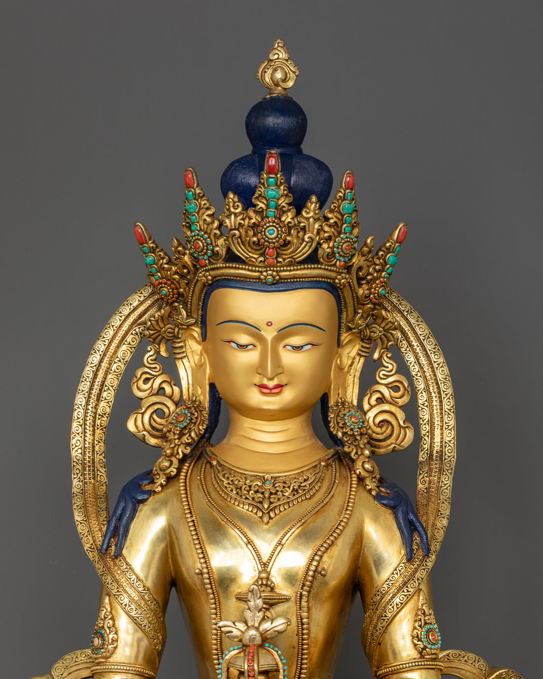 Crowned Amitayus Buddha Statue for Health and Long Life Blessings