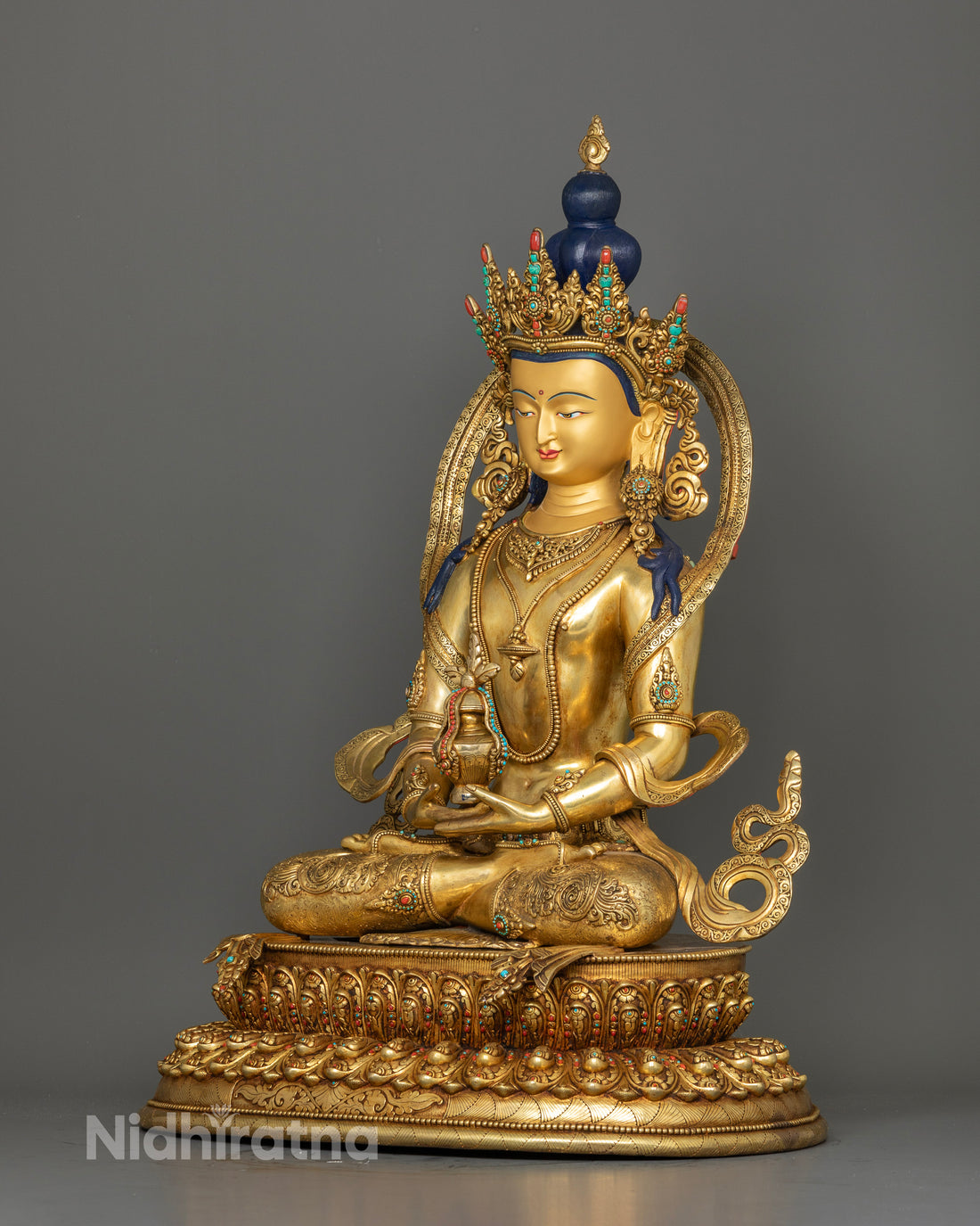 Crowned Amitayus Buddha Statue for Health and Long Life Blessings