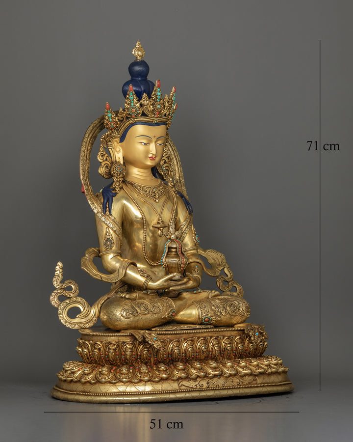 Crowned Amitayus Buddha Statue for Health and Long Life Blessings