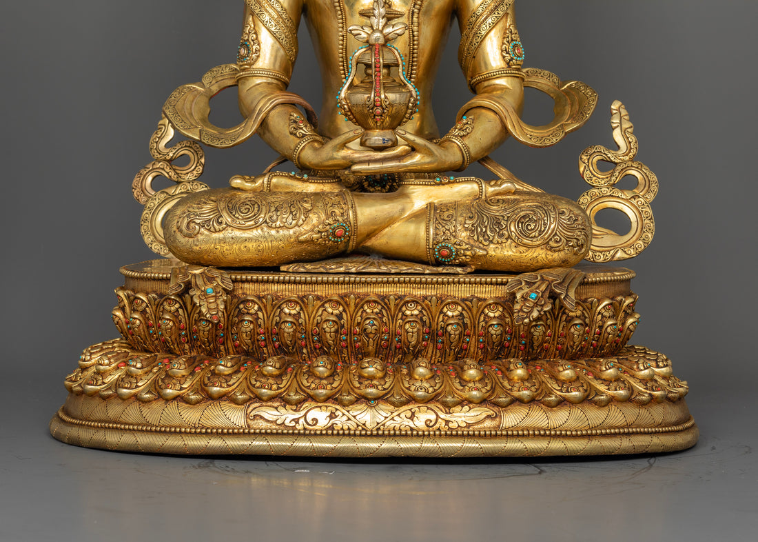 Crowned Amitayus Buddha Statue for Health and Long Life Blessings