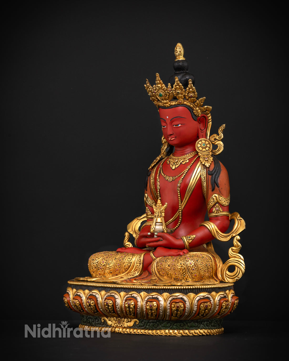 The Red Amitayus: Crafted with Wisdom, Carved with Devotion