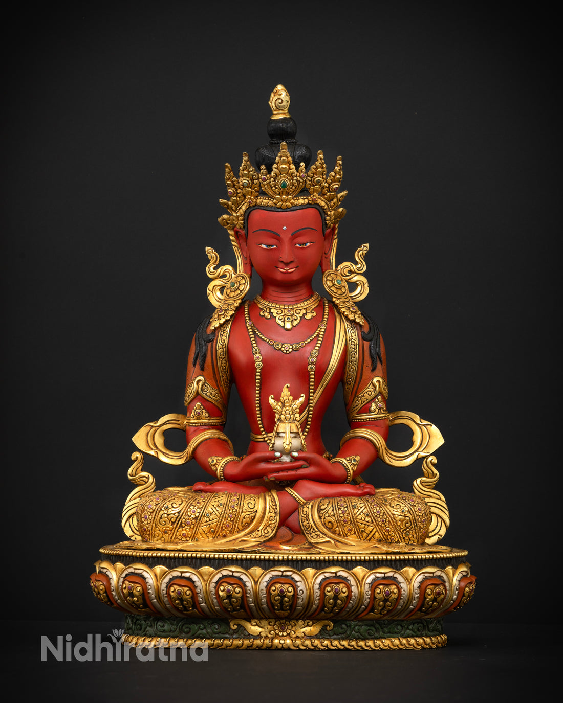 The Red Amitayus: Crafted with Wisdom, Carved with Devotion