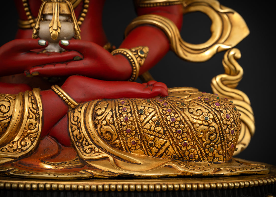 The Red Amitayus: Crafted with Wisdom, Carved with Devotion