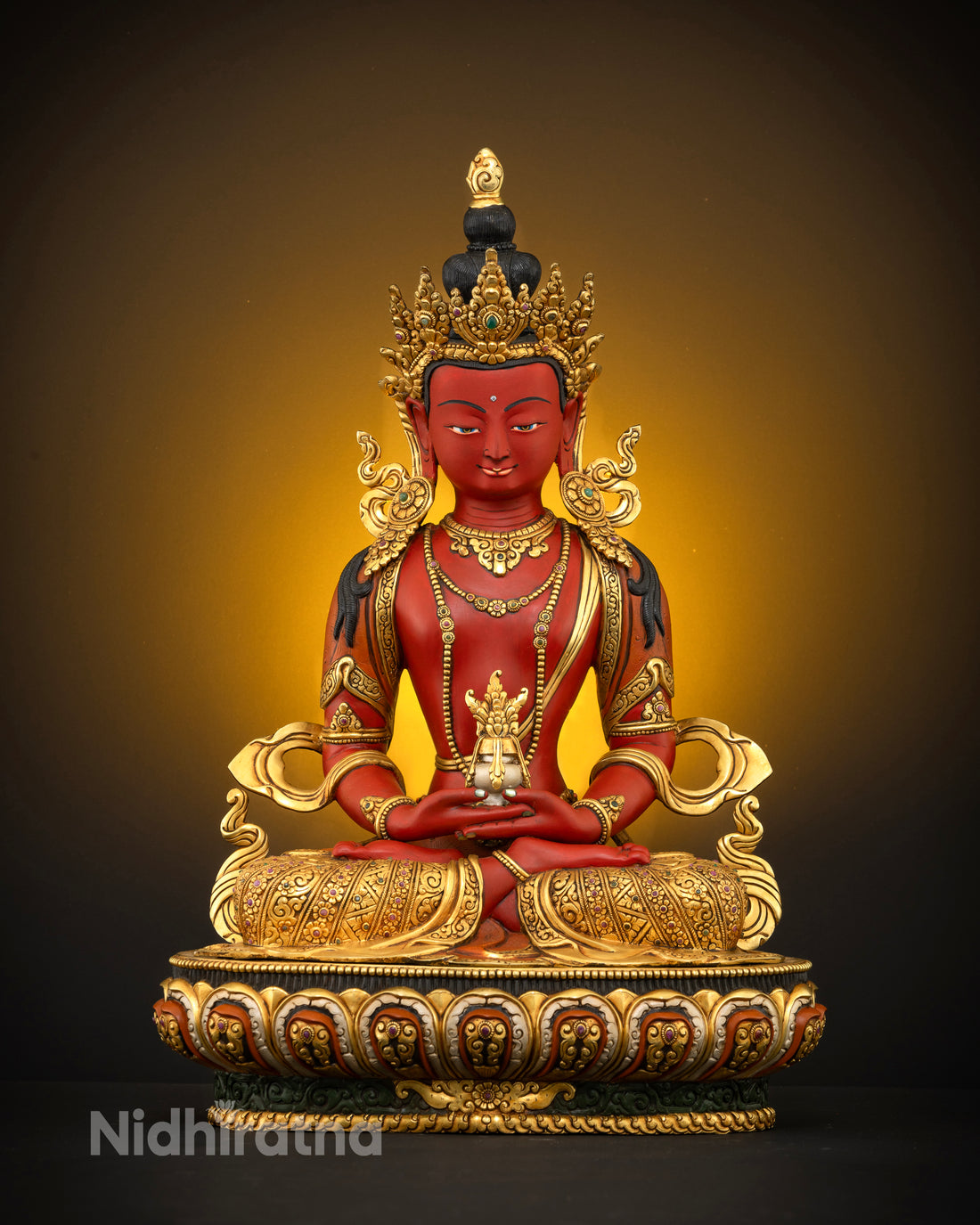 The Red Amitayus: Crafted with Wisdom, Carved with Devotion