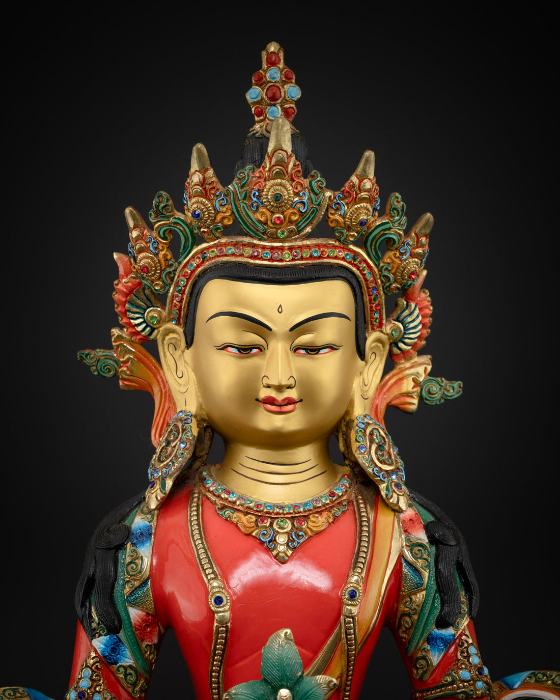 Crowned Amitayus Buddha Statue: Long Life Deity