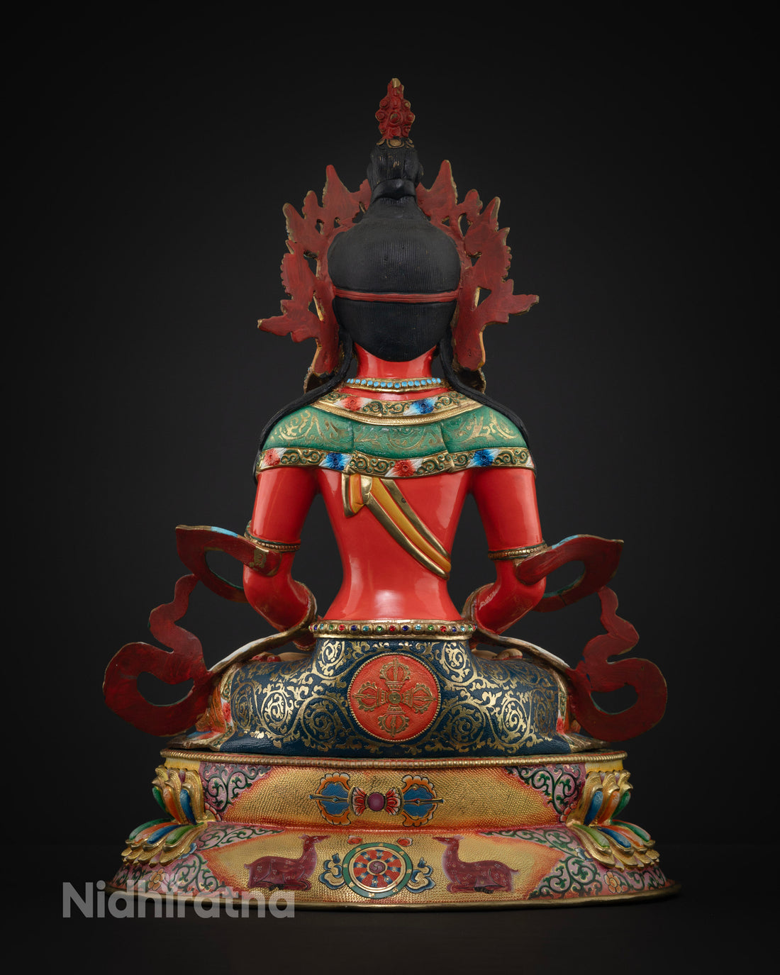 Crowned Amitayus Buddha Statue: Long Life Deity