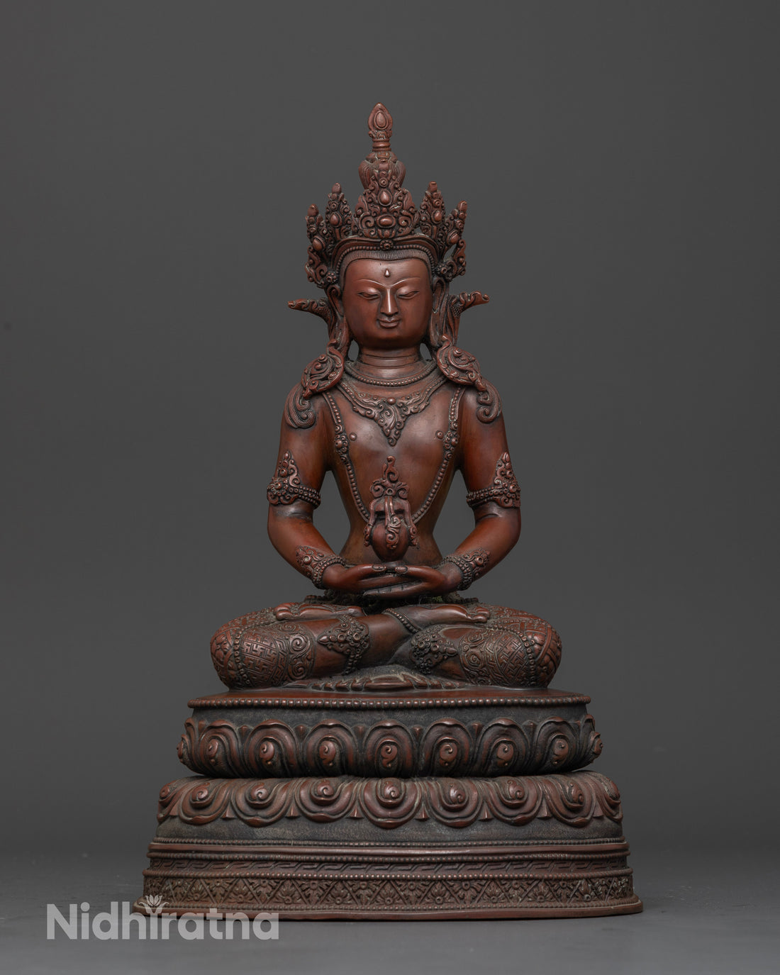 Oxidized Amitayus Statue for Deep Meditation