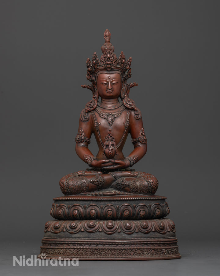 Oxidized Amitayus Statue for Deep Meditation