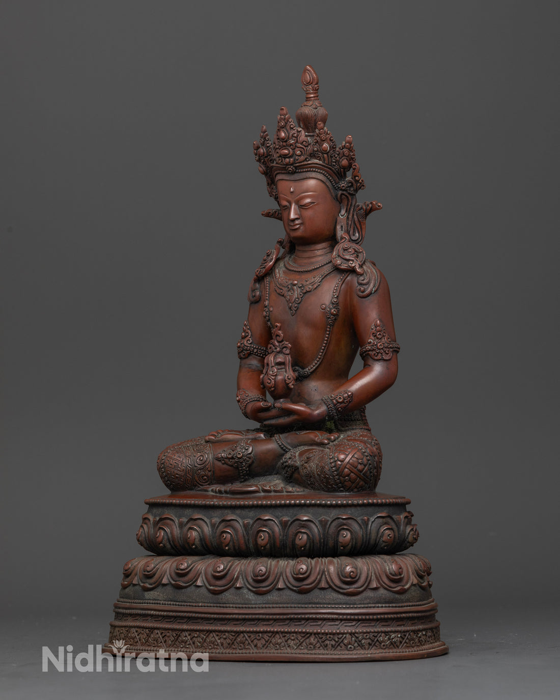 Oxidized Amitayus Statue for Deep Meditation