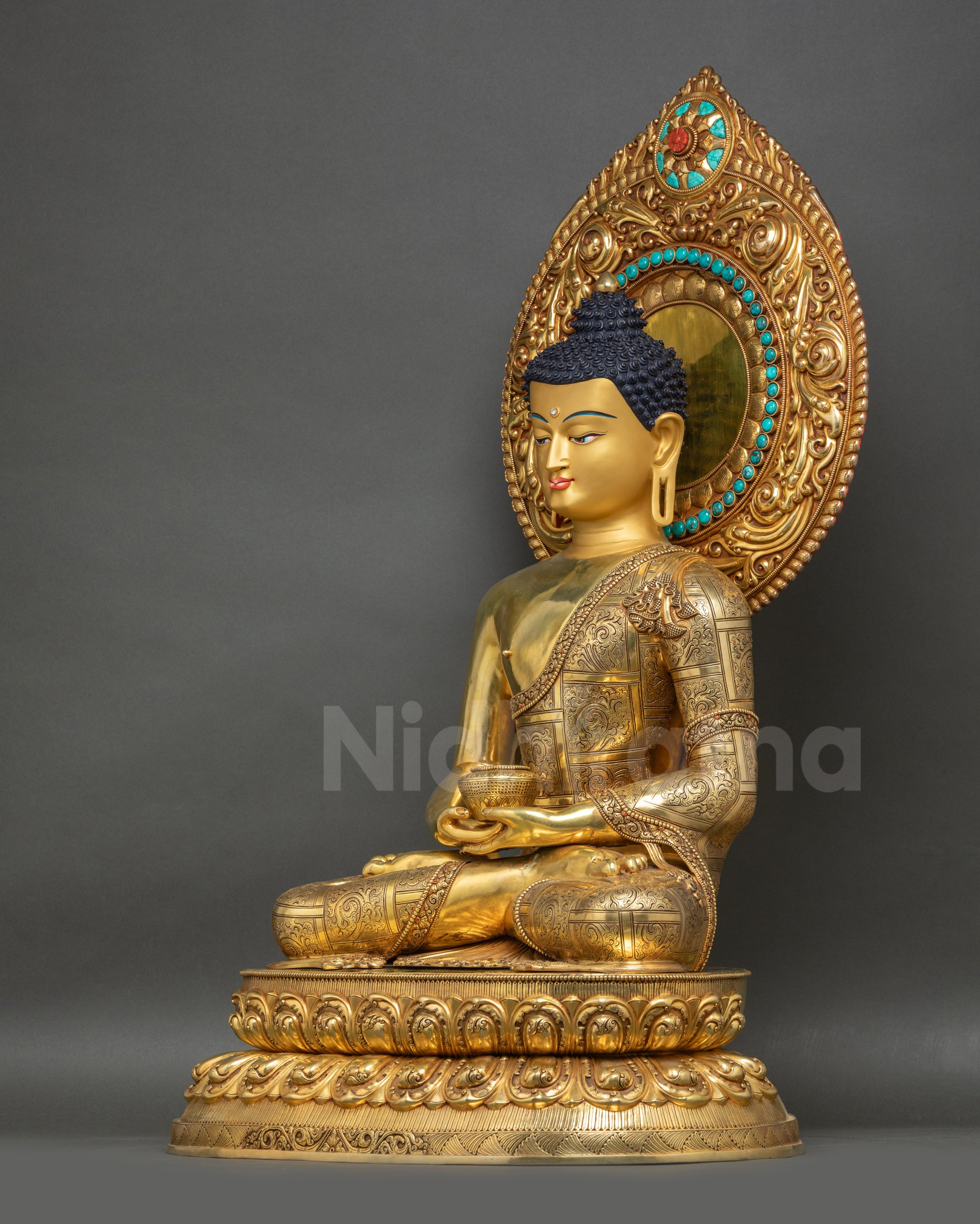 Amida Nyorai right side view handcrafted Nepalese spiritual icon statue