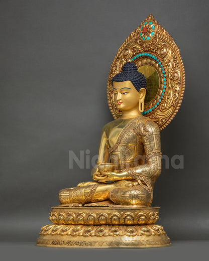 Amida Nyorai right side view handcrafted Nepalese spiritual icon statue
