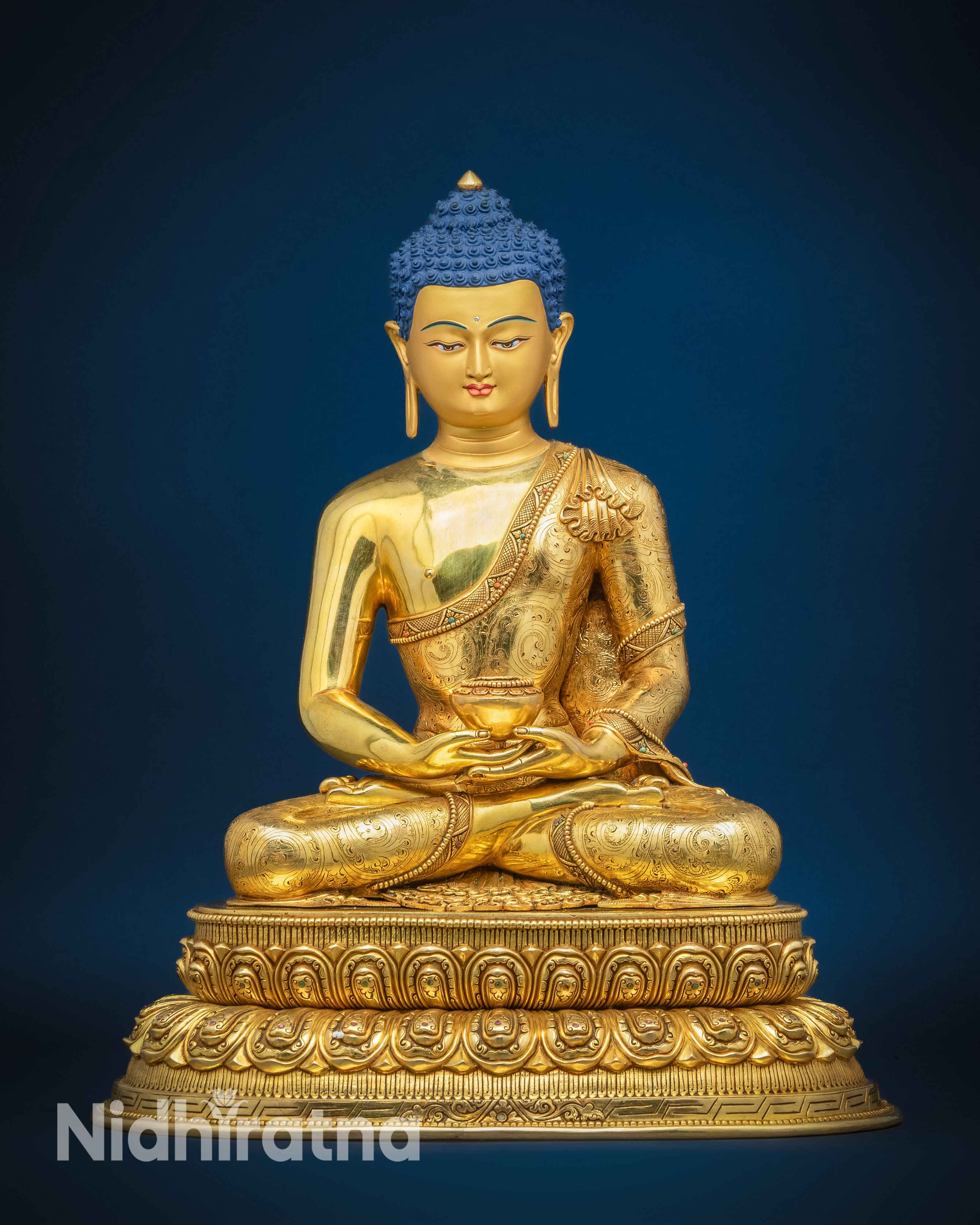 Amitabha Buddha statues collection — handcrafted Nepalese gold-gilded and Oxidized copper Buddha sculptures for meditation altar and Pure Land Buddhist practice