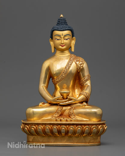 Amitabha Buddha statue handcrafted skilled by Newari artisans from Nepal.