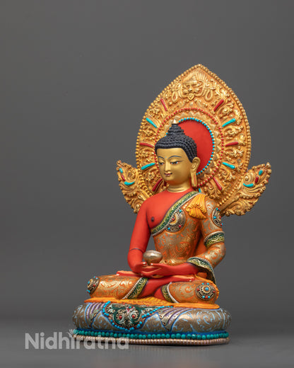 Red Amitabha Buddha Statue | Pure Land Buddhist Handcrafted Art
