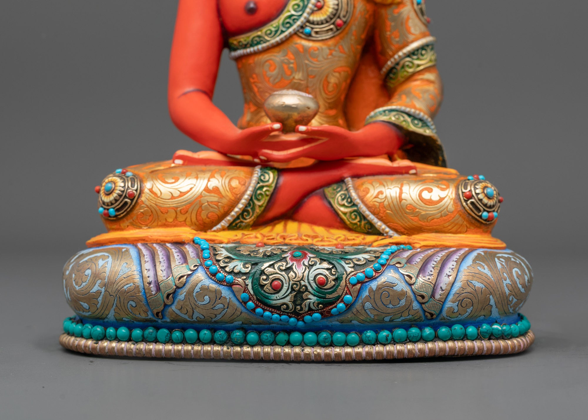 Red Amitabha Buddha Statue | Pure Land Buddhist Handcrafted Art