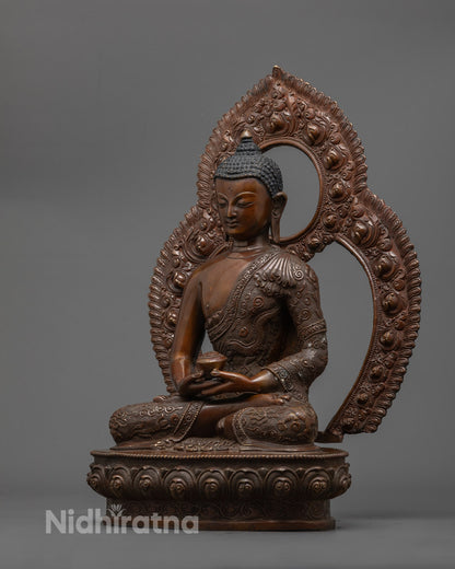 3.41kg Oxidized Amitabha Buddha for Meditation Room or Altar Decor