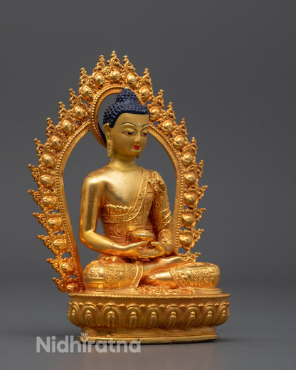 Nepalese Amitabha Buddha Statue | Machine-Made Copper Figure
