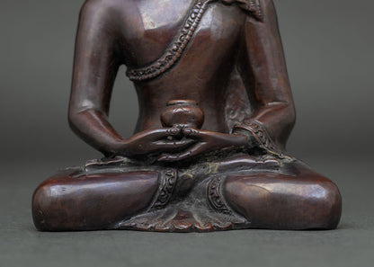 Amitabha Buddha Copper Statue – Traditional Brown Oxidized Finish