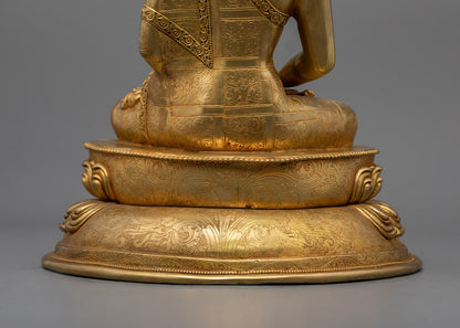 Hand-Carved Amitabha Buddha Statue | Fire Gilded Gold