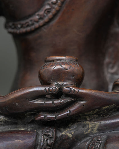 Amitabha Buddha Copper Statue – Traditional Brown Oxidized Finish